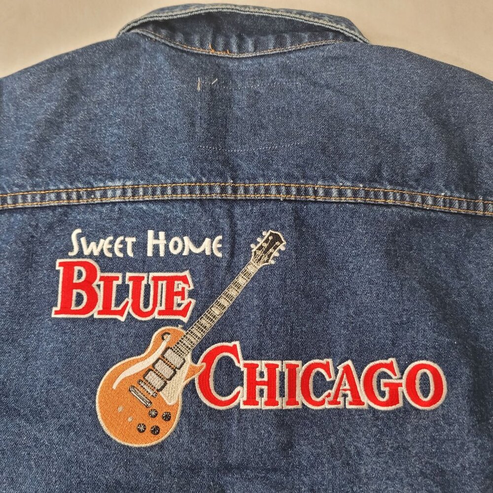 Haleman Sweet Home Blue Chicago Men's Denim Jacket Size M - Picture 5 of 11